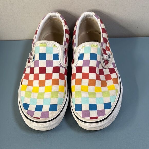 Vans Rainbow Checkerboard Slip-On Sneakers Women’s 6 - Picture 1 of 6
